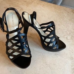 Via Spiga black ankle wrap heels 7.5